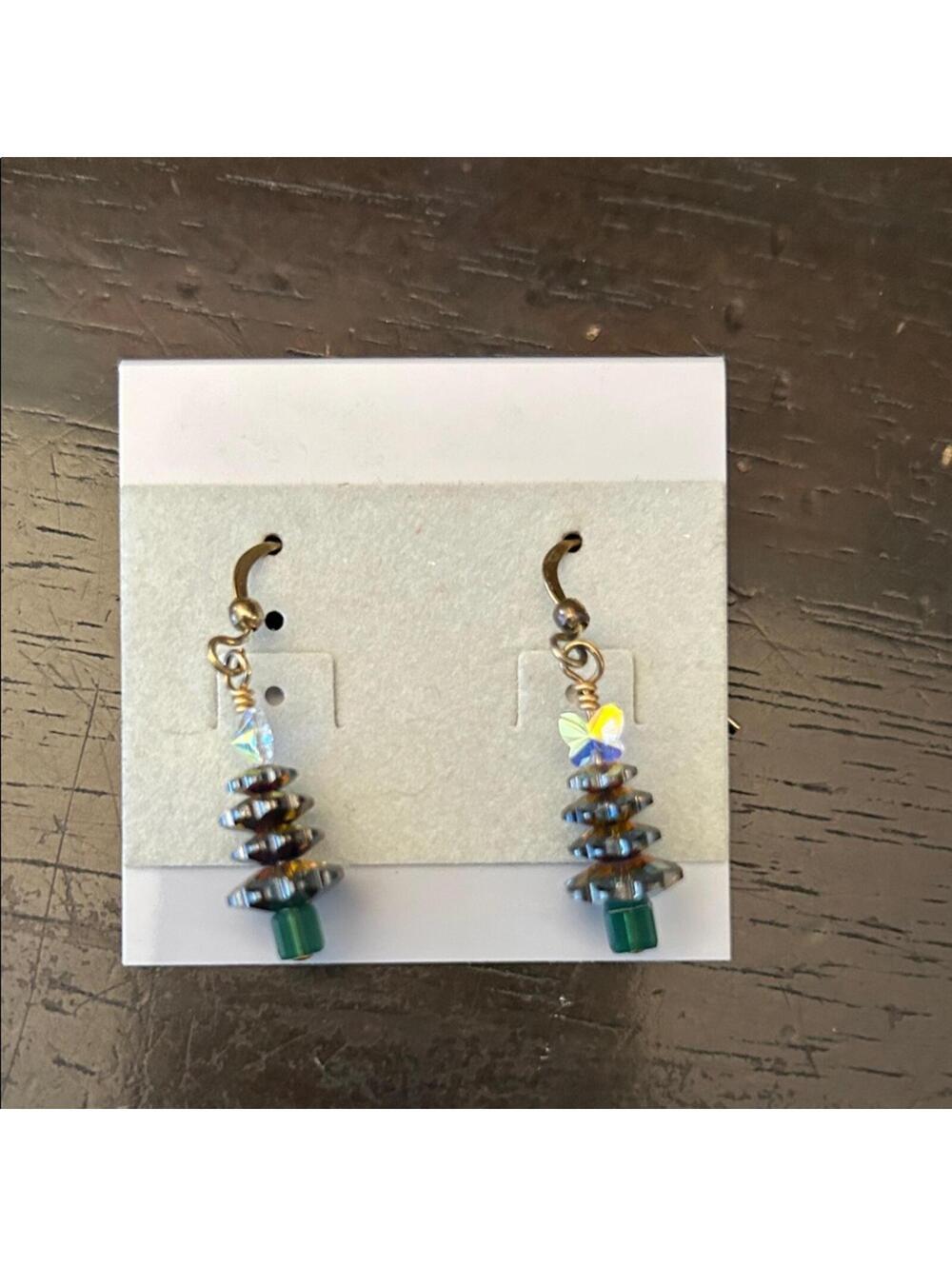 Vermeil Swarovski Christmas Tree Earrings